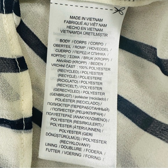 LAUREN RALPH LAUREN STRIPED RUFFLE TRIM CHIFFON BLOUSE SIZE (XSP). - Picture 14 of 14